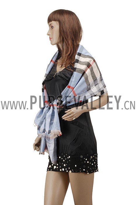 Burberry Heritage Check Light Blue Scarf 607896