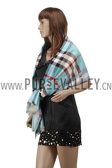 Burberry Heritage Check Turquoise Scarf 607898