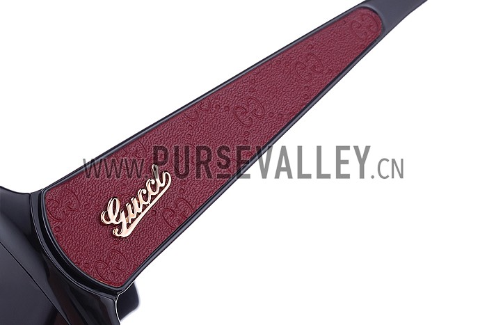 Gucci Oversized Square Leather Black Sunglasses 307815