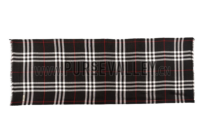 Burberry Check Black And Red Scarf 607957