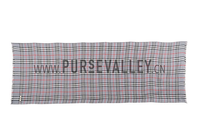Burberry Heritage Check Light Grey Scarf 607966