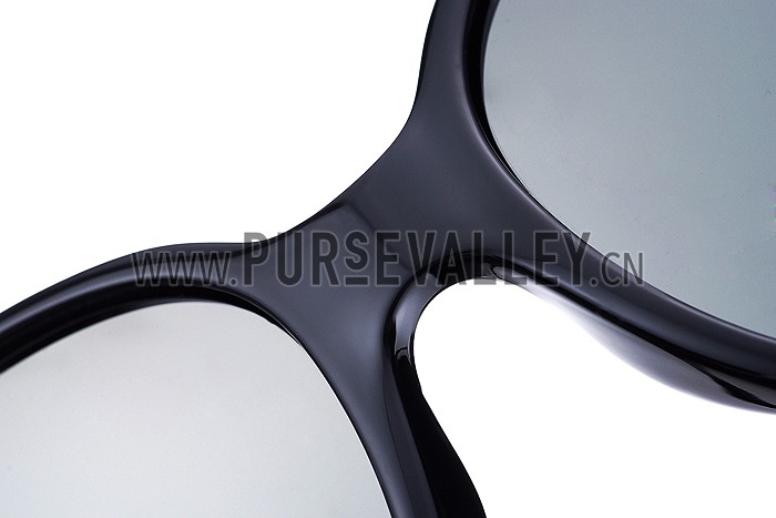 Gucci Oversized Round Leather Dark Blue Sunglasses 307819