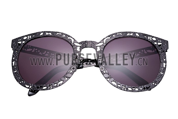 Karen Walker Fantastique Matte Black Purple Lens Sunglasses 307758