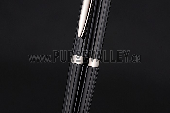 Rolex Silver Rimmed Black Ballpoint Pen 622807