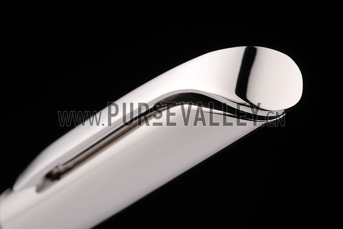 Bvlgari Slim Silver Tipped Black Ballpoint Pen With Bvlgari Engaved Silver Back