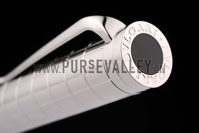 Bvlgari Vertical Grooved Cutwork Ballpoint Pen With Bvlgari Engraved Cap