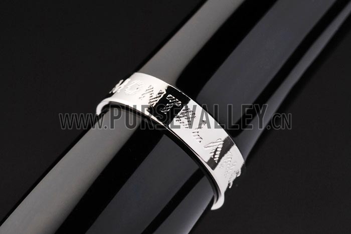 MontBlanc Silver Trimmed Black Ballpoint Pen With MB Engraved Cap