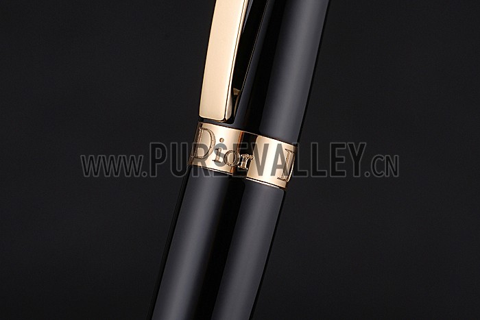 Christian Dior Gold Rimmed Black Ballpoint Pen 622735