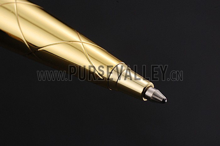 Christian Dior Pattern Grooved Gold Ballpoint Pen 622743