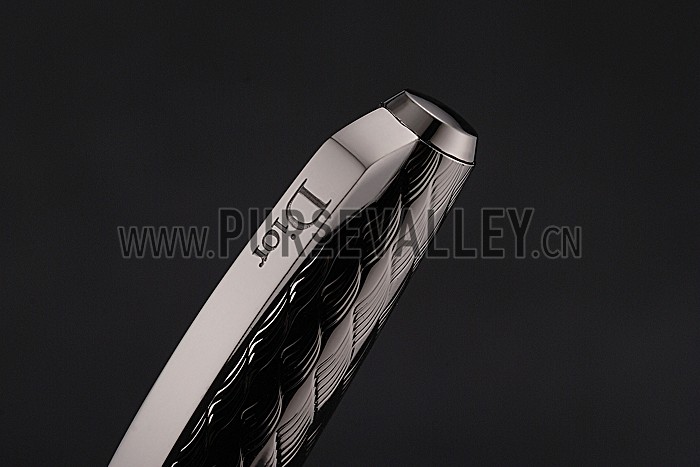Christian Dior Fully Embossed Wave Pattern Dark Grey Ballpoint Pen 622752