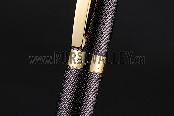 Christian Dior Gold Rimmed Fully Embossed Plum Slim Ballpoint Pen 622755