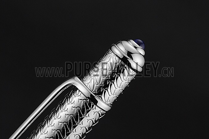 Cartier Silver Embossed Upper Body Silver Ballpoint Pen 622763