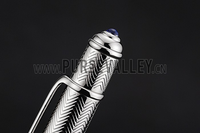 Cartier Fully Wave Patterned Silver Ballpoint Pen 622772