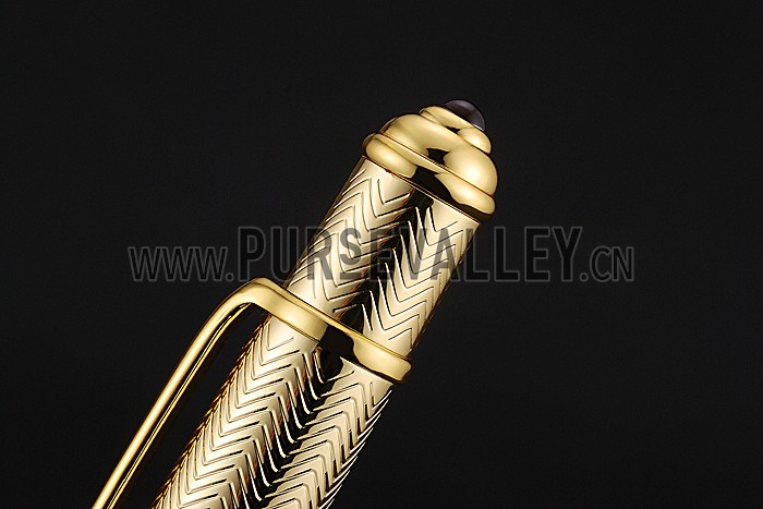 Cartier Fully Wave Patterned Gold Ballpoint Pen 622773