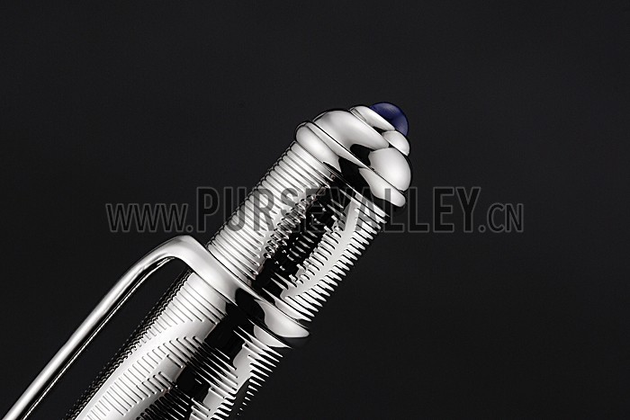Cartier Upper Body Engraved Silver Ballpoint Pen 622774