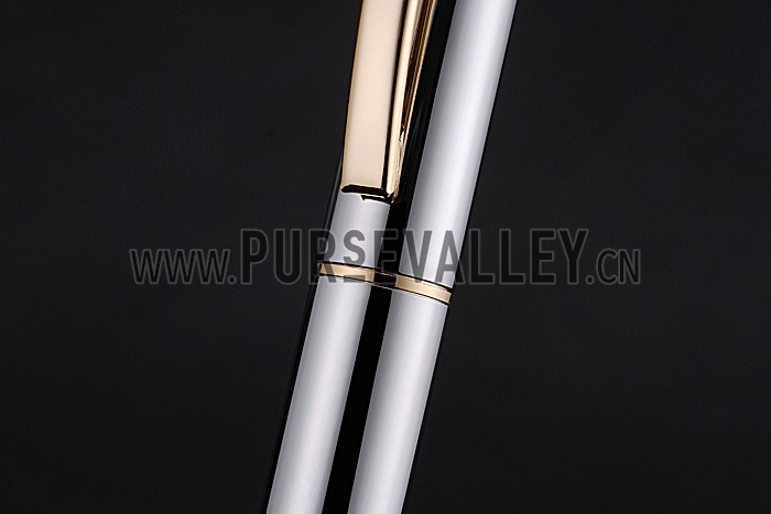Gucci Gold Rimmed Silver Ballpoint Pen 622785
