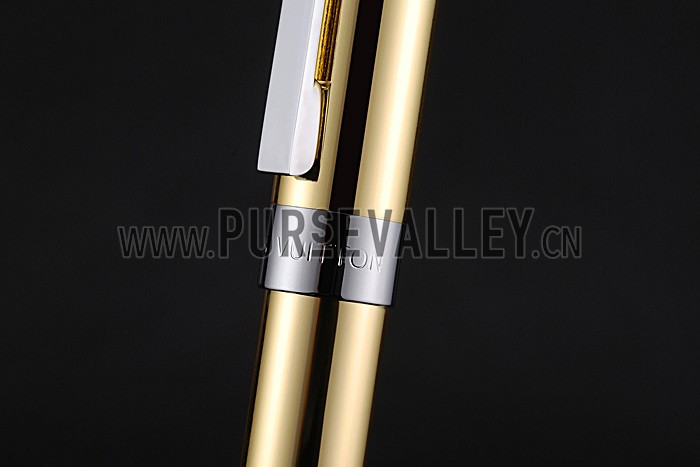 Louis Vuitton Silver Rimmed Gold Ballpoint Pen 622796