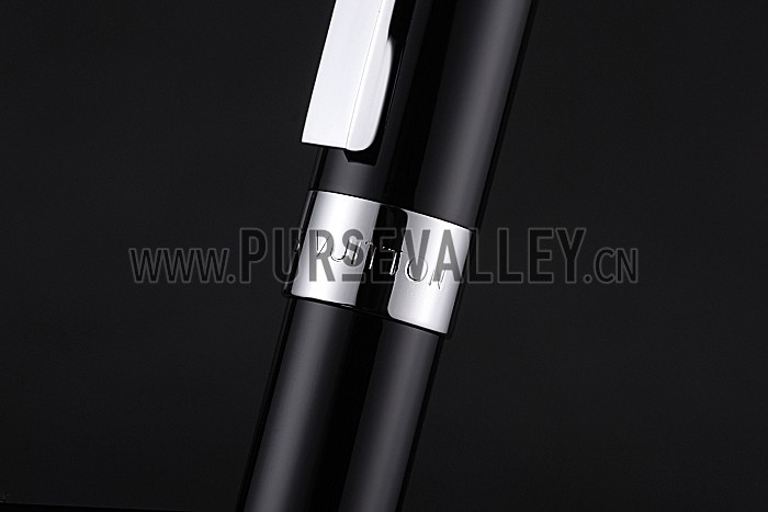Louis Vuitton Silver Rimmed Black Ballpoint Pen 622797