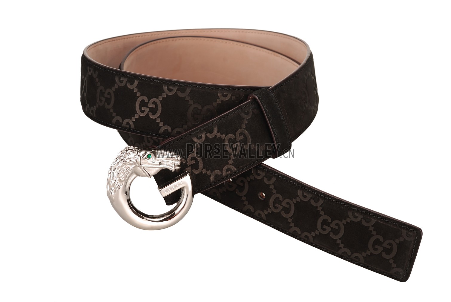 Guccissima Brown Leather Belt with Panthere Buckle