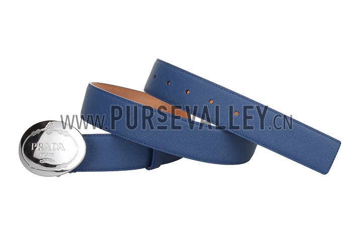 Prada Blue Leather Belt