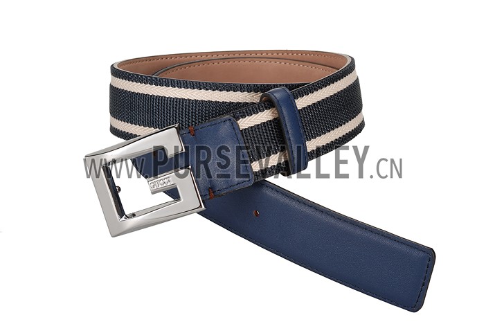 Gucci Multicolor Leather Belt with Square G Buckle Blue