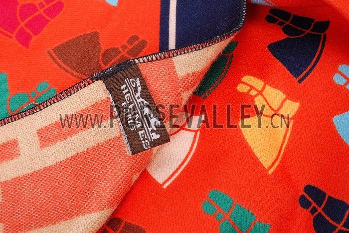 Hermes Horse Head Print Scarf Orange 621787