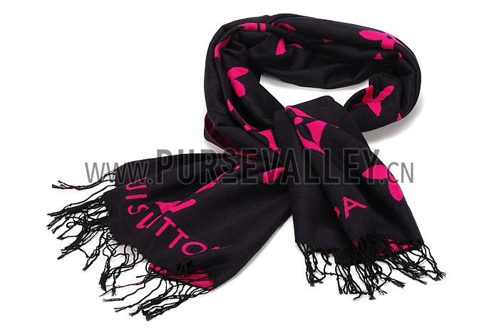 Louis Vuitton Big Monogram Black Pink Scarf 621747