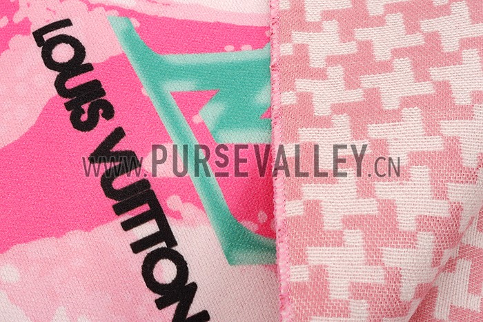 Louis Vuitton Marble Effect Print Pink Scarf 621807