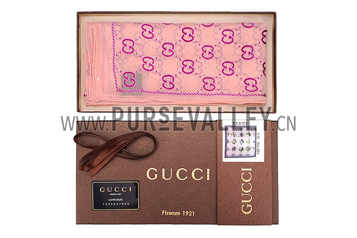 Gucci GG Logo Print Scarf Fuchsia 621822