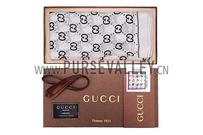 Gucci GG Logo Print Scarf White 621824