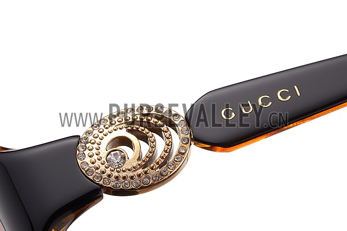 Gucci Elegant Oval Shaped Brown and Yellow Sunglasses 308032