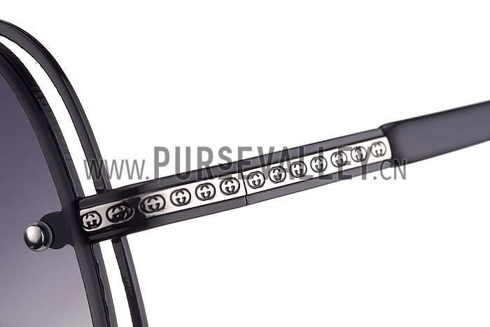 Gucci Aviator Gucci Logo On Lens Black Frame Sunglasses 307892