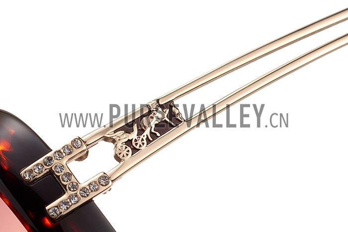 Hermes Studded Carriage Detail Tortoise Frame Sunglasses 308094