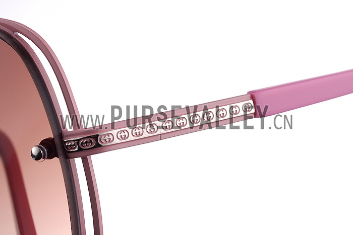 Gucci Aviator Gucci Logo On Lens Pink Frame Sunglasses 307889
