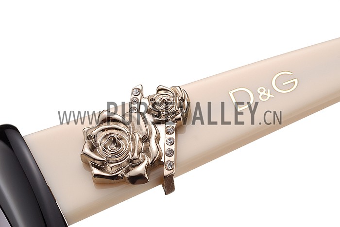 Dolce and Gabbana White With Silver Roses Sunglasses 308028