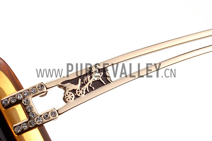 Hermes Studded Carriage Detail Orange Frame Sunglasses 308095