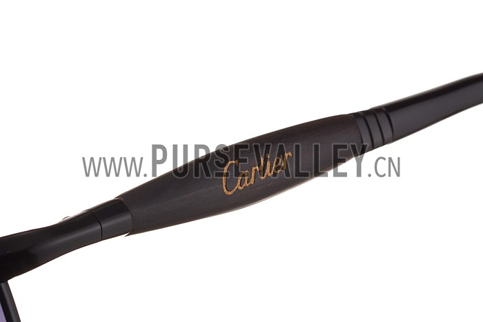 Cartier Aviator Black Frame Grey Lenses Sunglasses 308124