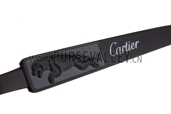 Cartier Panthere Aviator Black Frame Black Lenses Sunglasses 308126