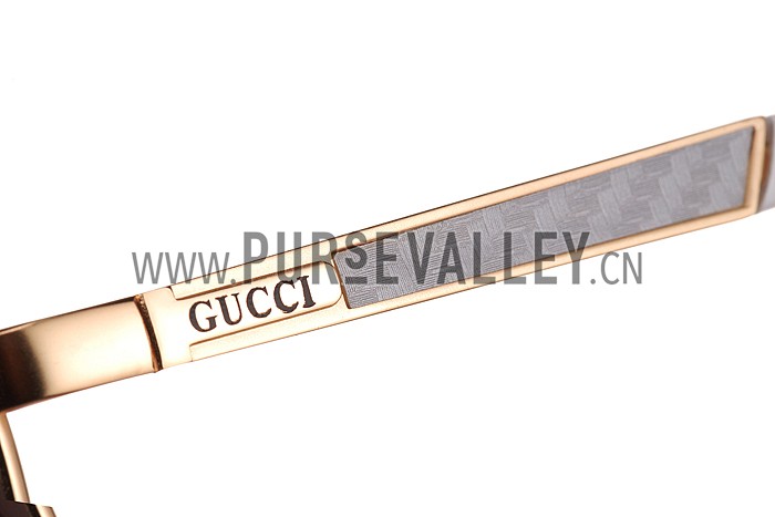 Gucci Signature Logo Gold Frame Brown Lenses Sunglasses 308145