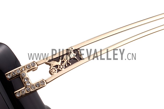 Hermes Studded Carriage Detail Black Frame Sunglasses 308092