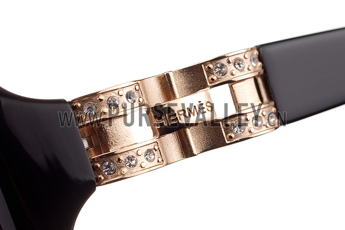 Hermes Oversized Round Frame Black Sunglasses 308097