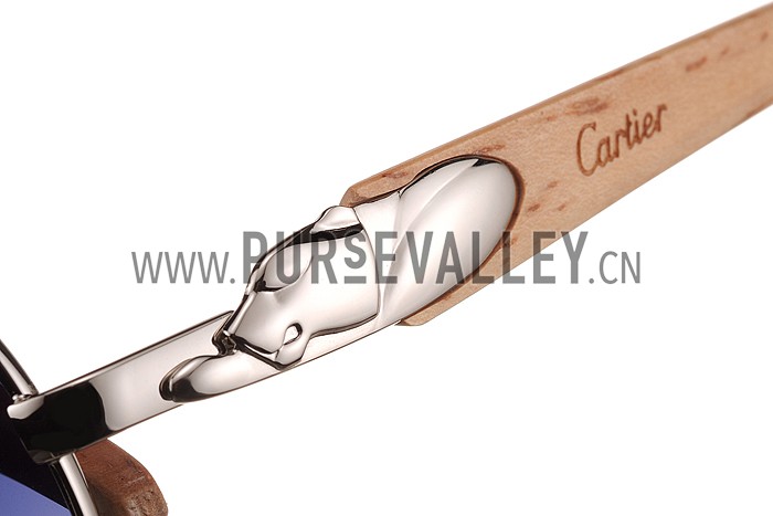 Cartier Panthere Detail Silver Frame Grey Lenses Sunglasses 308133