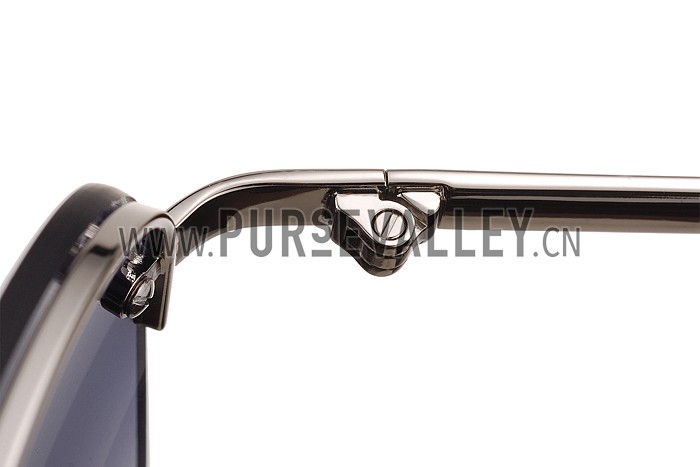 Prada Aviator Silver Frame Black Temples Sunglasses 308230