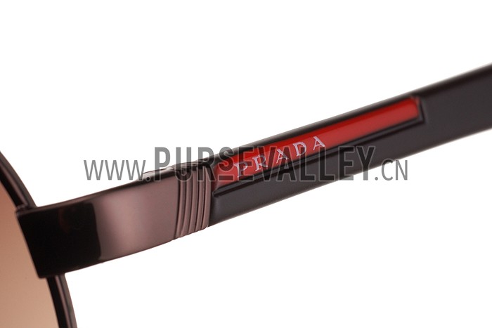 Prada Linea Rossa Brown Frame Brown Lenses Sunglasses 308154