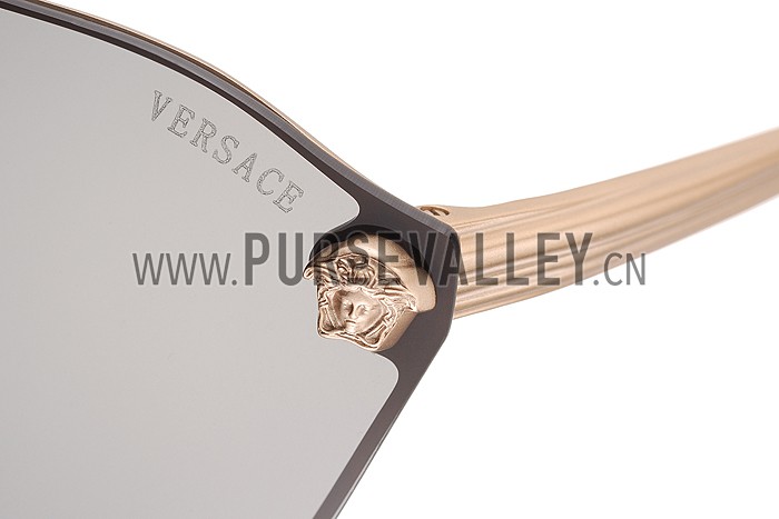Versace Medusa Aviator Light Grey Lenses Gold Temples Sunglasses 308246