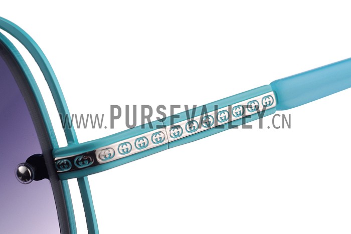 Gucci Aviator Gucci Logo On Lens Blue Frame Sunglasses 307890