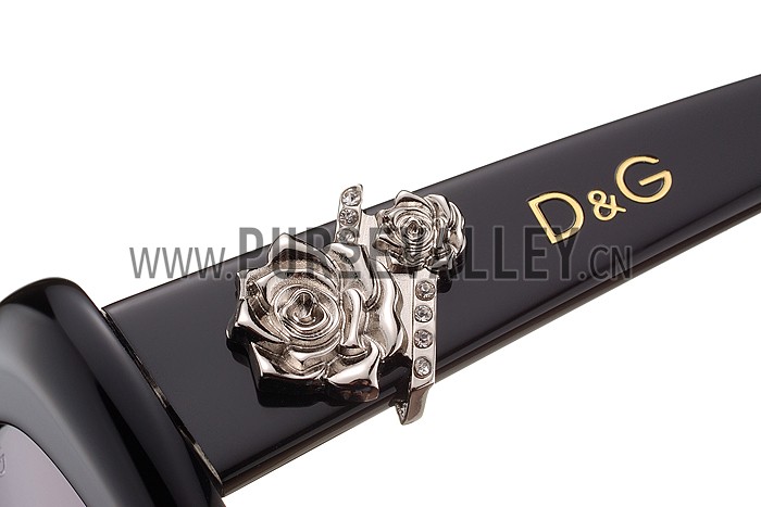 Dolce and Gabbana Black With Silver Roses Sunglasses 308025