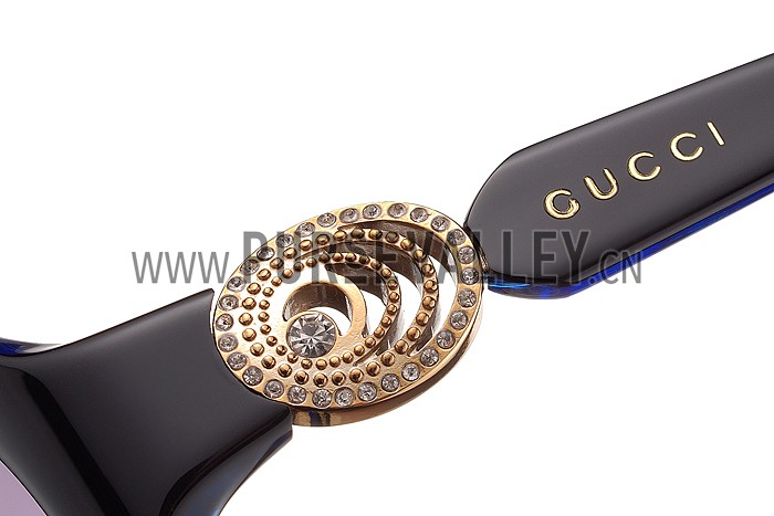 Gucci Elegant Oval Shaped Black and Blue Sunglasses 308030