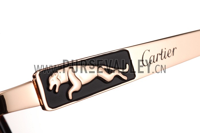 Cartier Panthere Aviator Gold Frame Brown Lense Sunglasses 308128