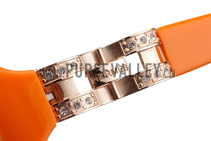 Hermes Oversized Round Frame Orange Sunglasses 308100